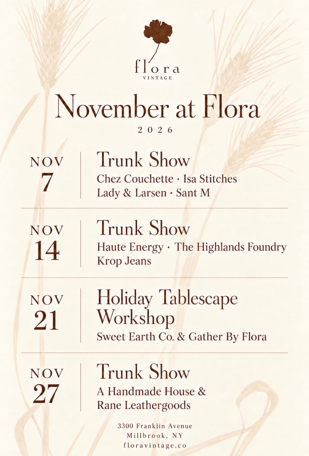 November Happenings at Flora Vintage